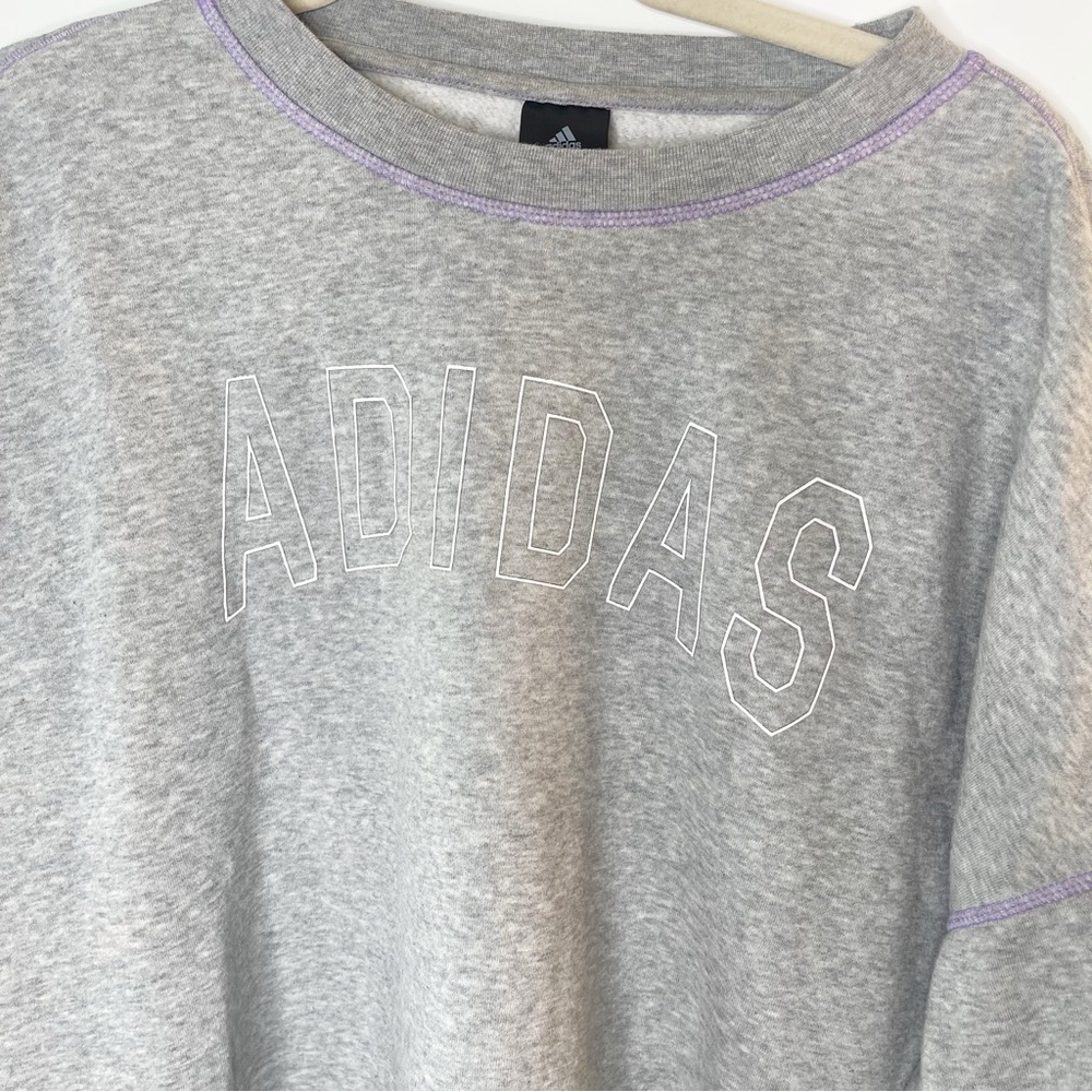 Adidas Crew Sweatshirt Gray with Lavender Purple Stitching